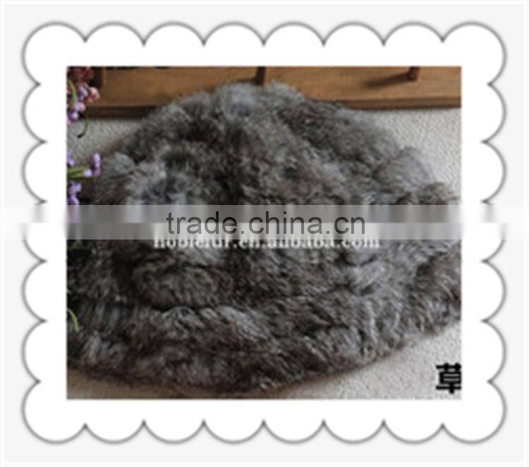 2015 elegant and graceful plain solid color rabbit fur beanie hat