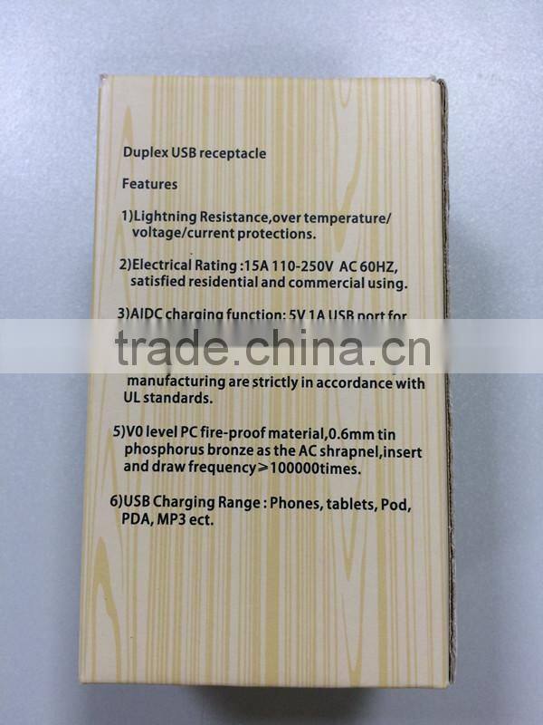 best quality smart app female unique design America Mexico standard Double USB socket power outlet charger receptacle with 5V 3A