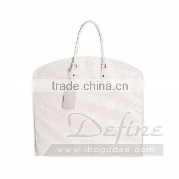 Premium White Leather Garment Bag for Suits Foldable