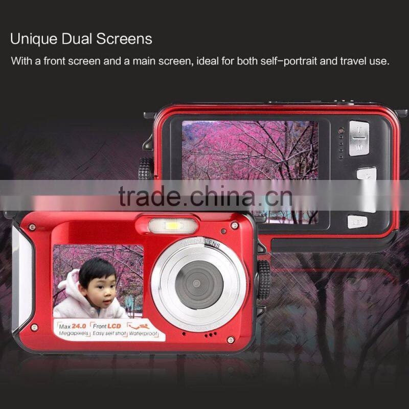 winait 24mp/20mp dual display waterproof camera digital with double screen
