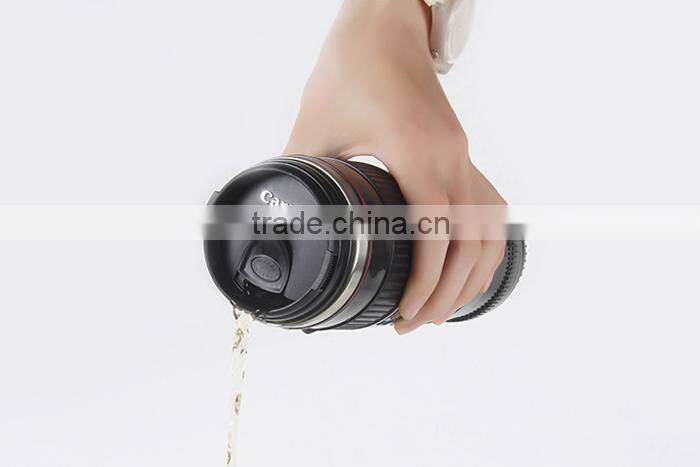 Small Black 2 Generation Stainless Steel Camera Lens Mug Cup for Canon 70-200MM