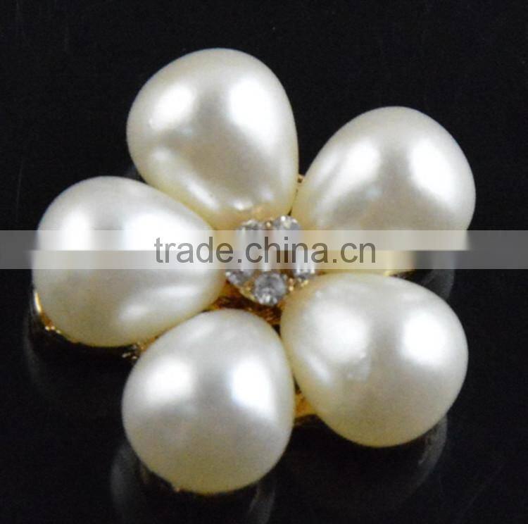20MMM Wholesales Fancy Alloy Pearl Flower Crystal Rhinestone Button For Jewelry Garment Accessory