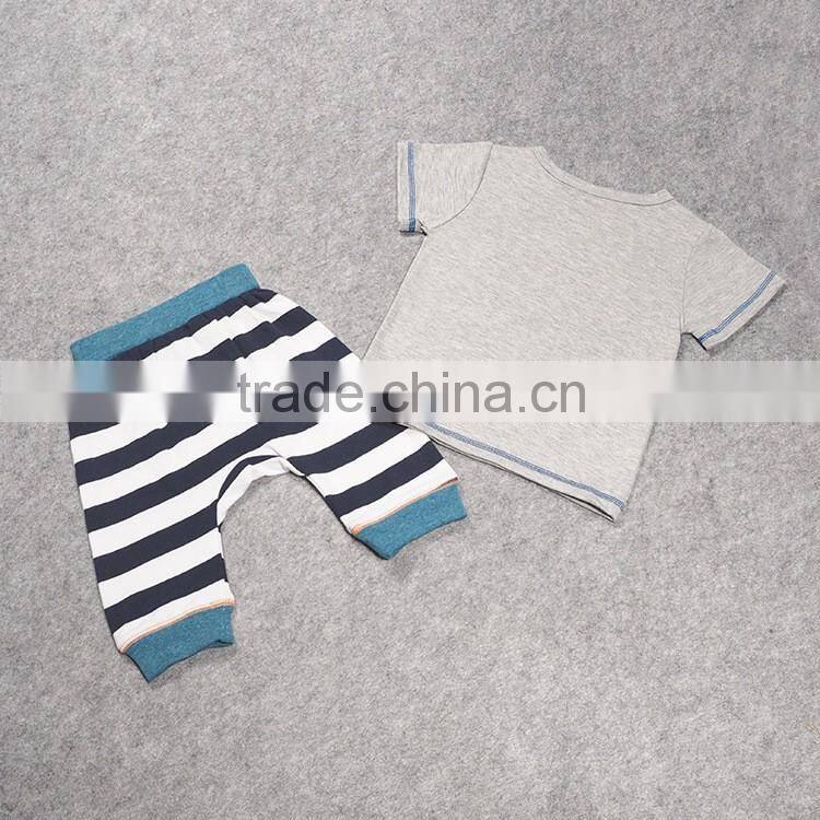 2016 Factory new arrival summer child clothes for 2 pieces fashion baby boy clothing set wholesale kids clothes (ulik-SC098)