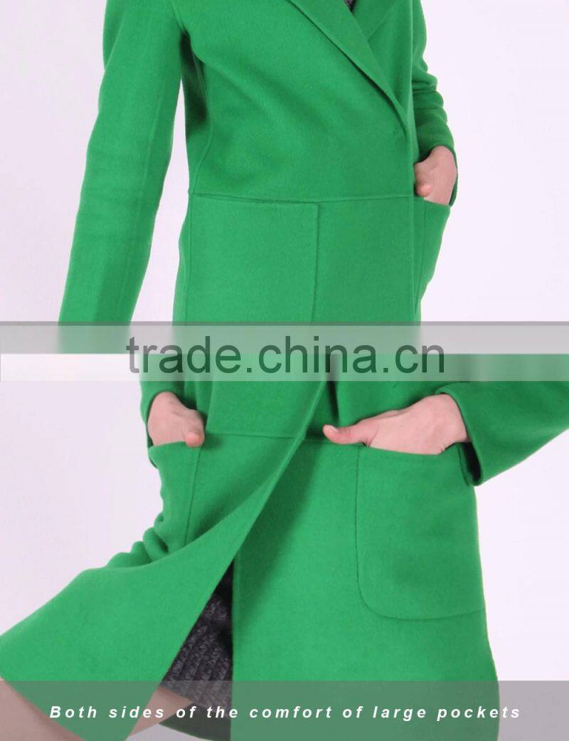 2016 Fashion Spring Wholesale Clothing Medium Length Slim Fit Wool Women Trench Coat