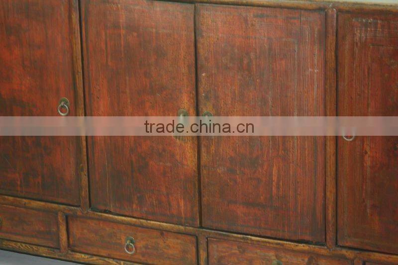 chinese antique distressed wood console cabinet
