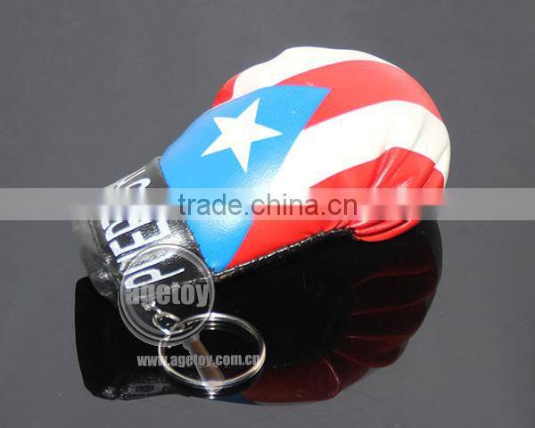 RANDOM Colors Wholesale Printing Puerto Rico Flags Souvenirs Leather Custom Mini Boxing Glove Keychain