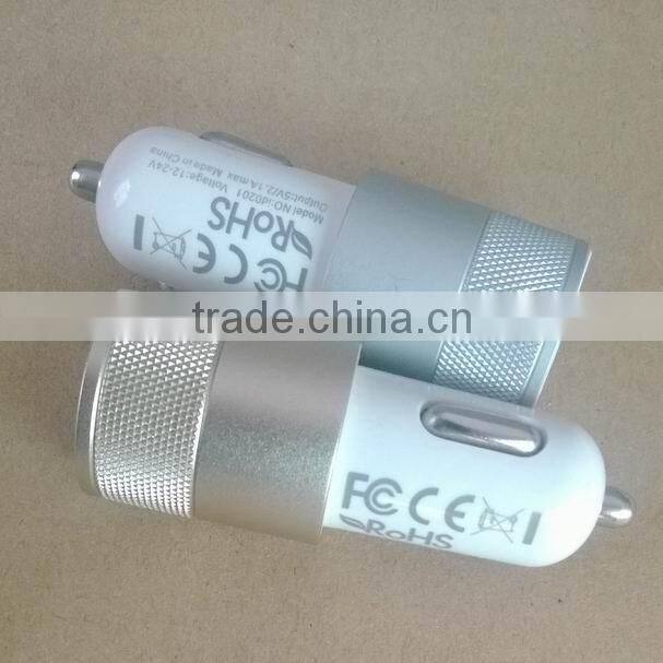 2015 Newest High quality3.1A Aluminium Alloy Car Charger for cellphone/ipad/ipod/mp5/digital