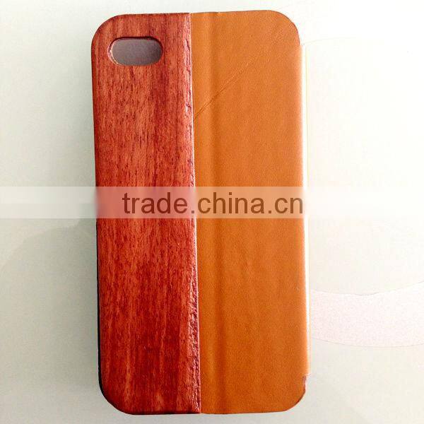For iPhone wood case / wood iPhone case combined with real leather