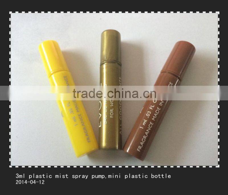 3ml empty perfume mini plastic pump spray bottle
