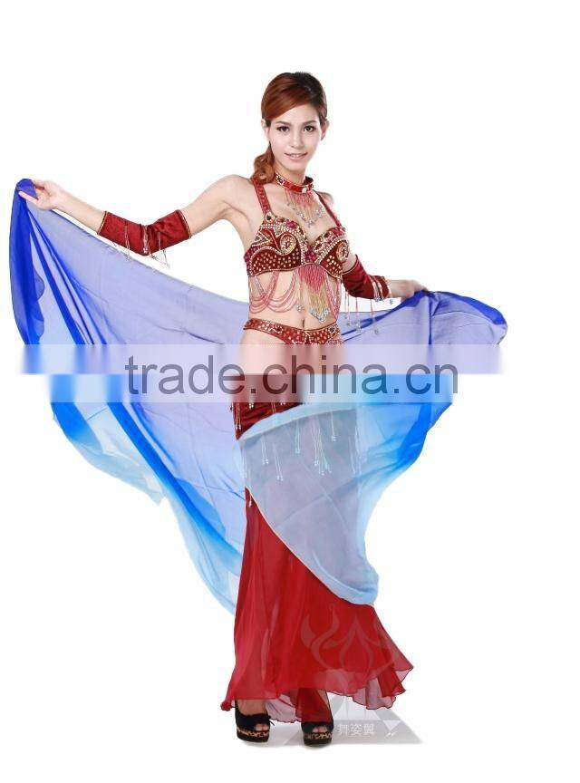 Elegant real silk belly dance veil in gradation colors for ladies wear in practice or performance (SJ003)