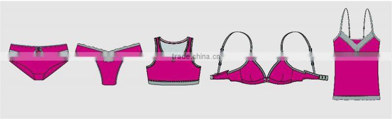 Front Closure bra and thong panties high quality nylon bra set