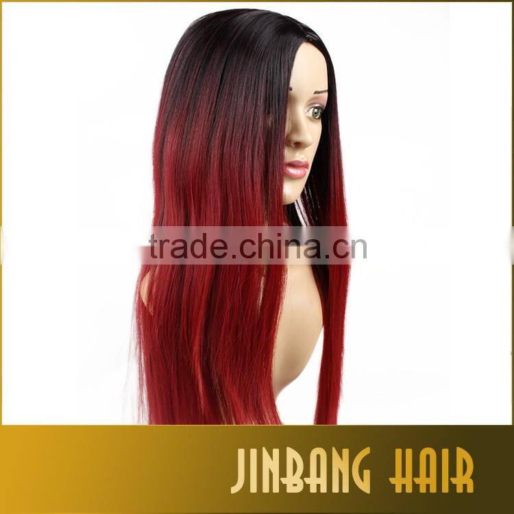 Black Burgundy Ombre Long Straight Lolita Cosplay Wig For Fashion