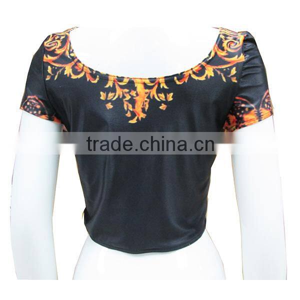 Wholesale 2015 New Arrival Women Sexy Clothing sublimation Crop Top