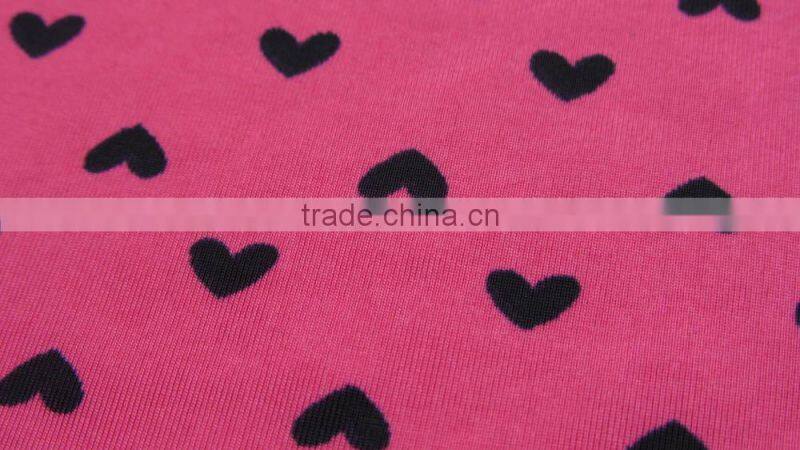 rose red heart polyester print lycra swimwear fabric