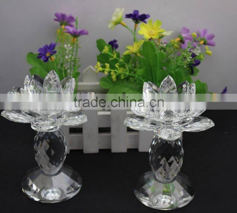 Factory firectly sale European style K9 crystal material 2016New design can be customized size crystal lotus and candle holder