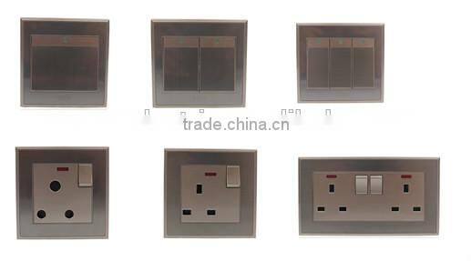 Brown color 3 gang 2 way wall switch for Saudi Arabia market