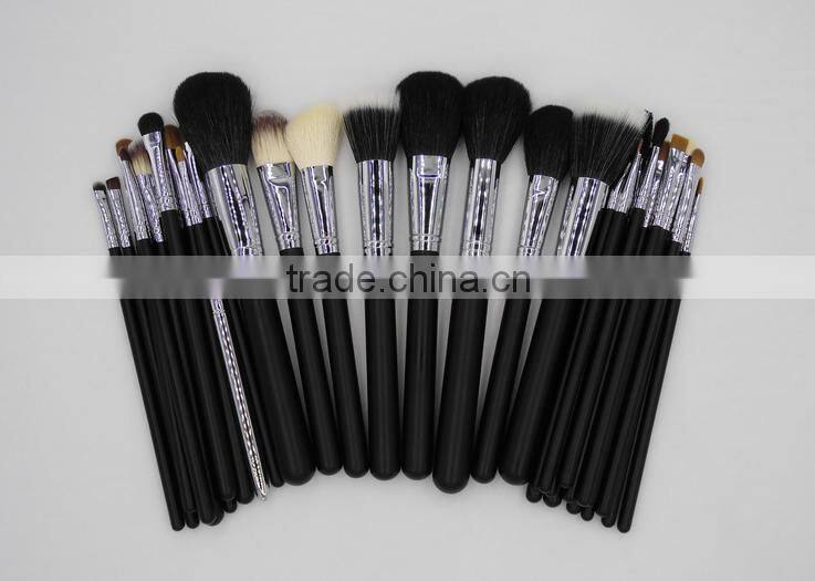 custom professional 32 piece copper quality makeup brush set (black/silver)