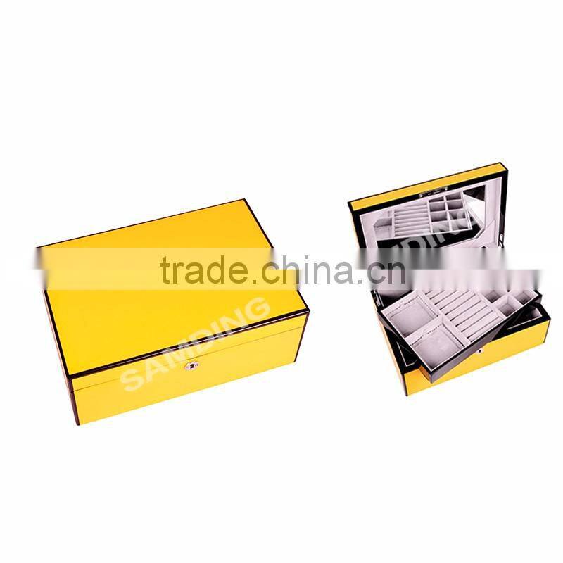 Fashion wooden antique jewelry box with metal lock and mirror jewelry display cases for sale
