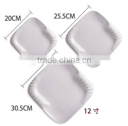 Ceramic glaze oem dinner square white steak plate for restaurant hotel home
