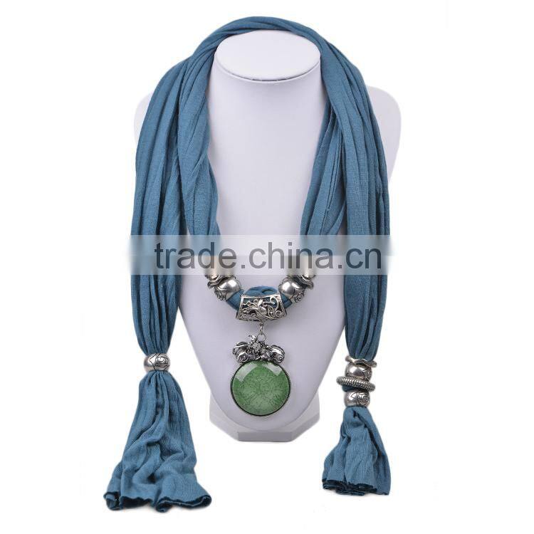 2016 Spring women new design jeweled scarf with pendant