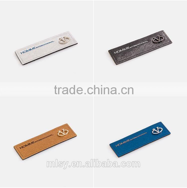 Mini jeans leather patch with customized logo private brand leather patches