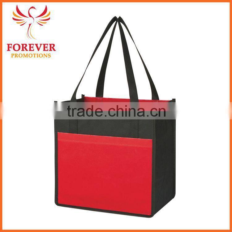 Promotional Cheap 12" Non-woven Toge Bag With Front Pocket With Handles