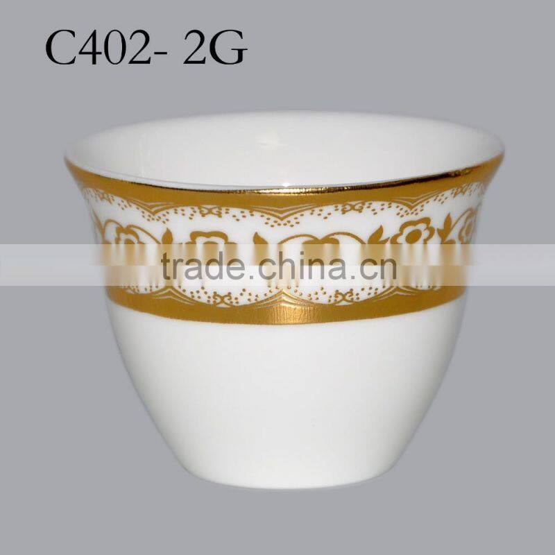 2016 New decorative design white ceramics golden coffee cup set