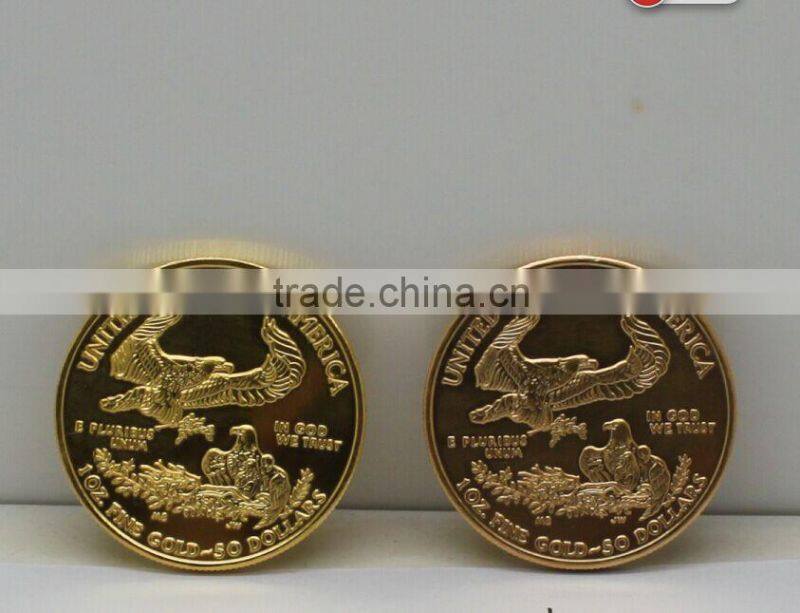 1 oz replica tungsten gold plated coin from China