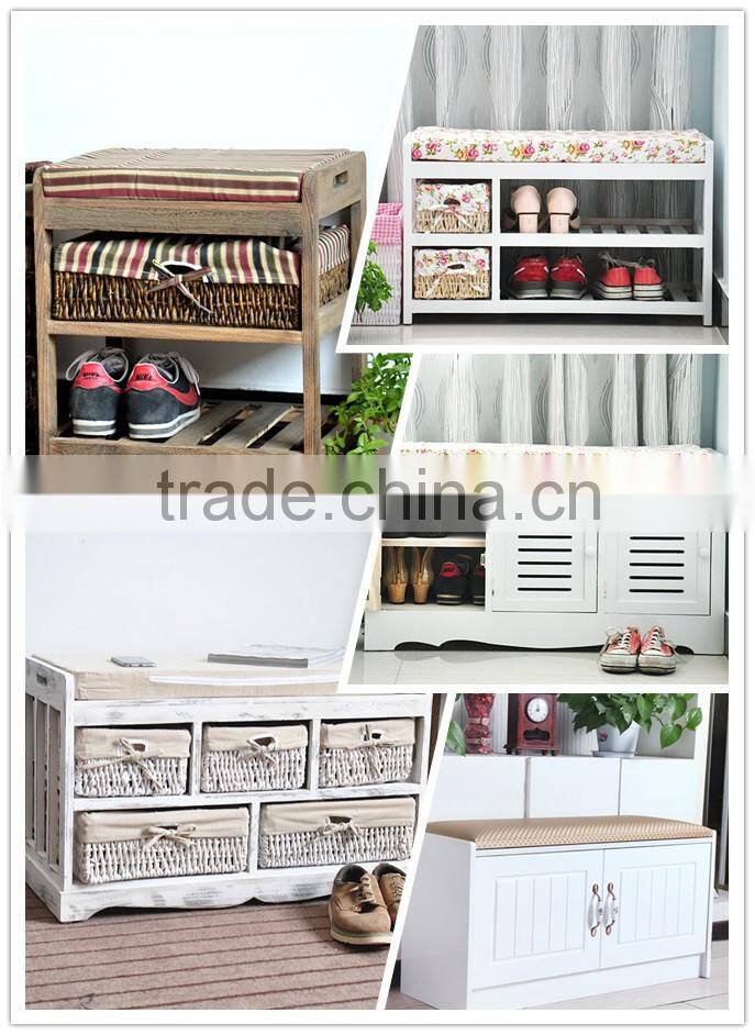 Cheap White Wood Bench Furniture With Shoe Rack