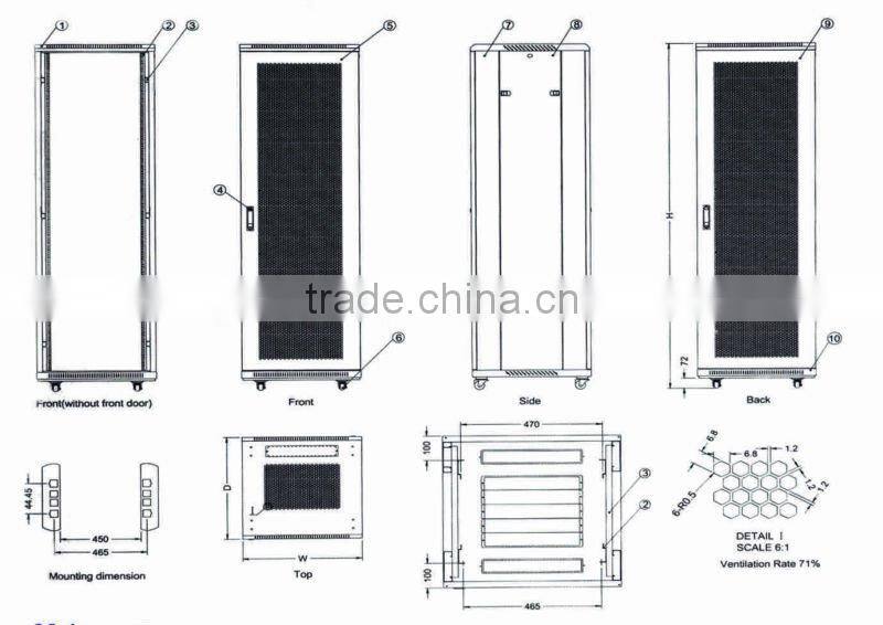 19" JS-C 37U standard vertical server network rack cabinet