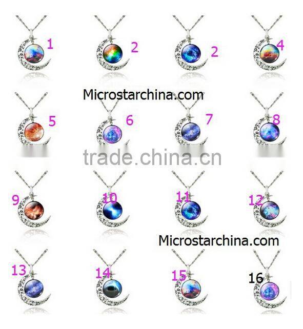 2016 Silver Plated Color Women Glass Cabochon Pendant Necklace Wholesale