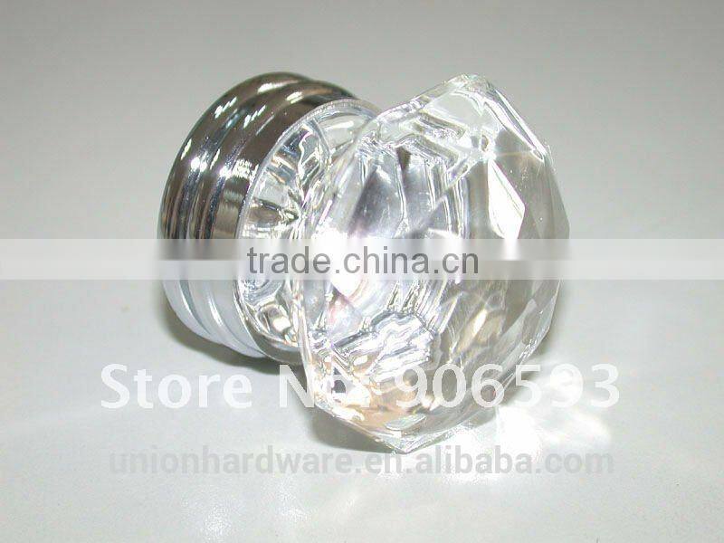 Modern european crown shape crystal cabinet door knob 35mm on brass base