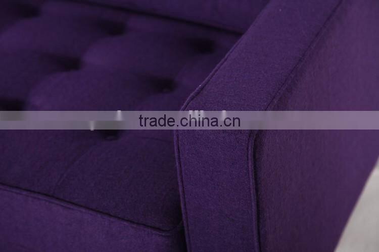 Two seat color wool fabric living room furniture deep purple sofa sale
