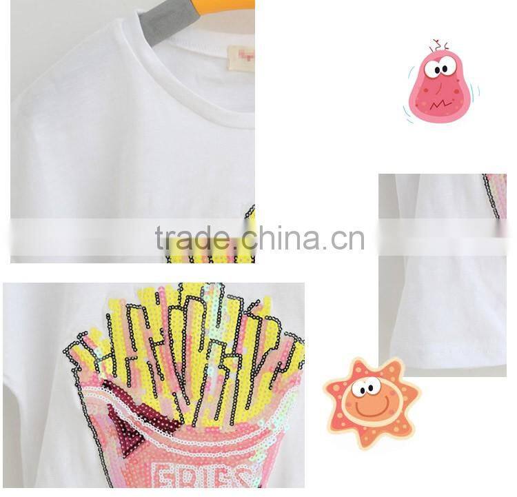 Popular Special Decor Breathable Cotton Children Short Sleeve for Girls