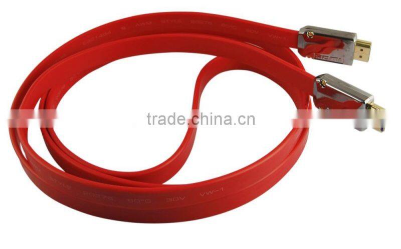 2015 Top Fashion New Arrival 1.4 HDMI Cable High Speed Gold Plated Flat 1080p Hdmi V1.4 Cable 1.8m for Hdtv for Xbox 360 Ps3