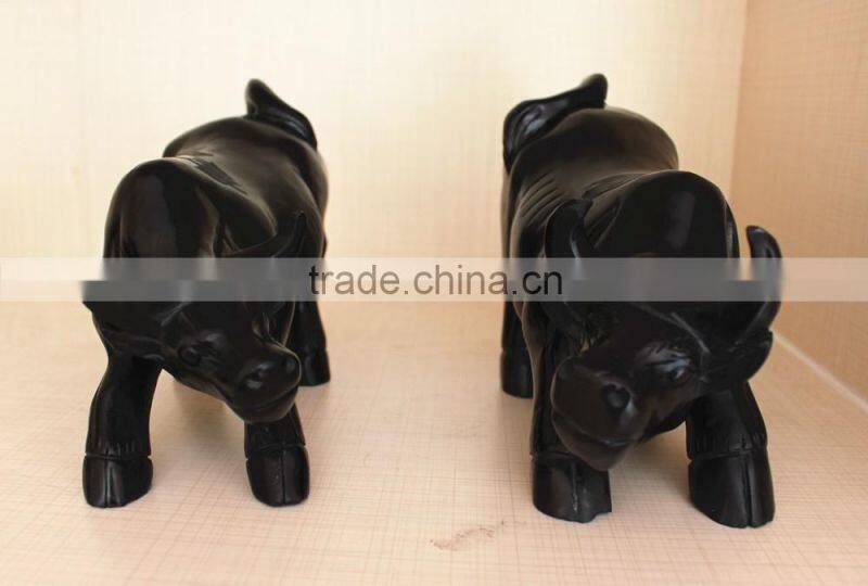 natural rock black obsidian crystal carving Cattle