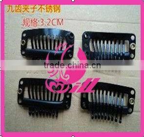 6 teeth metal hair clips hair extension 2.8cm snap clips for hair extension