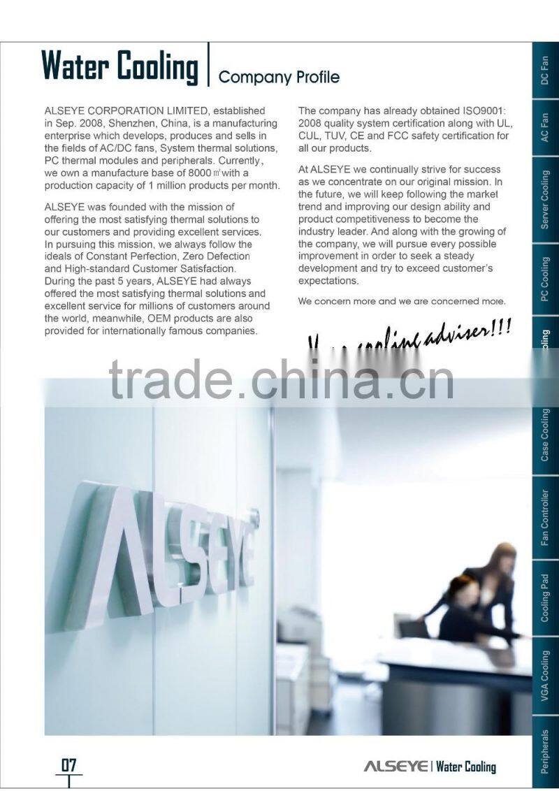 Alseye AA0201 manufacture Hydro Series cpu water cooling heat sink computer case