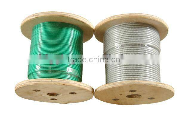 PVC Coat Galvanized steel wire rope 1x7
