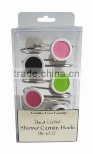 Shower curtain resin round style hooks