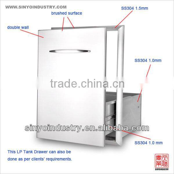 Outdoor slide in propane tank drawer