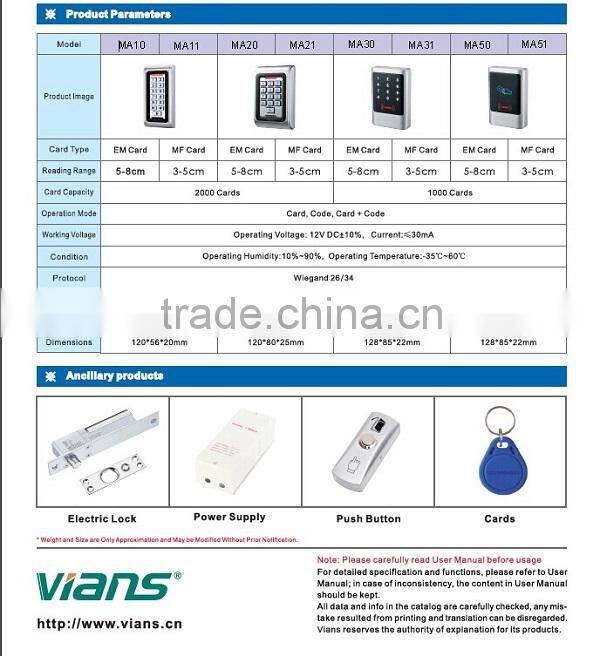Rfid access control metal keypad
