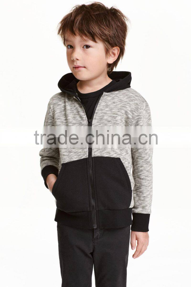 hot sale full zip and with pocket 100% cotton with hood tone high quality kids sleeve hoodie