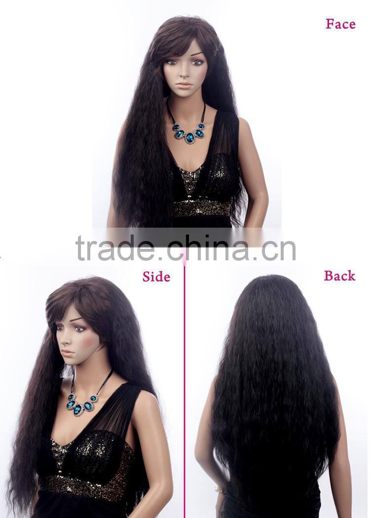 Alibaba 2014 new arriva guleless synthetic 3/4 wig wholesale