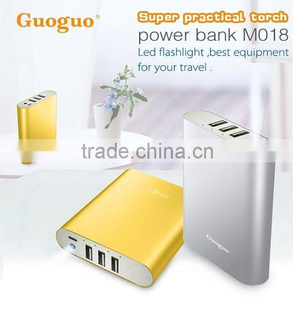 Guoguo New Design 3USB 2.4A outputs quick charge 10400mAh portable Travel power bank for xiaomi