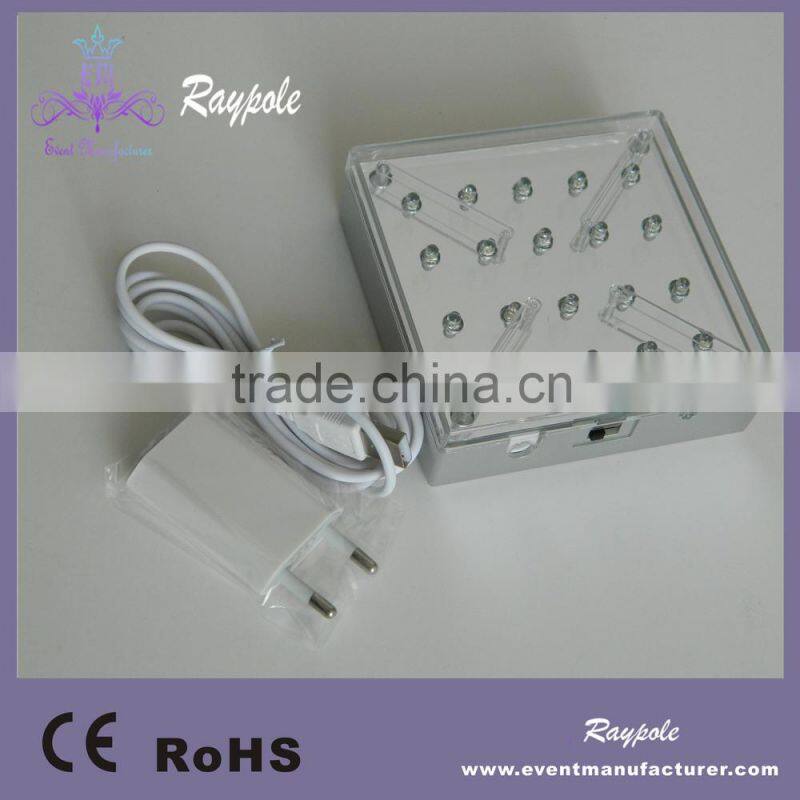 Remote controlled 4 inch bottle/wine/floral vase led ice cube light base for party/wedding/housing decor