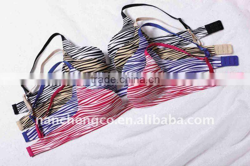 Hot sexy woman underwear Zebra print design V ladies bra and bikini sets