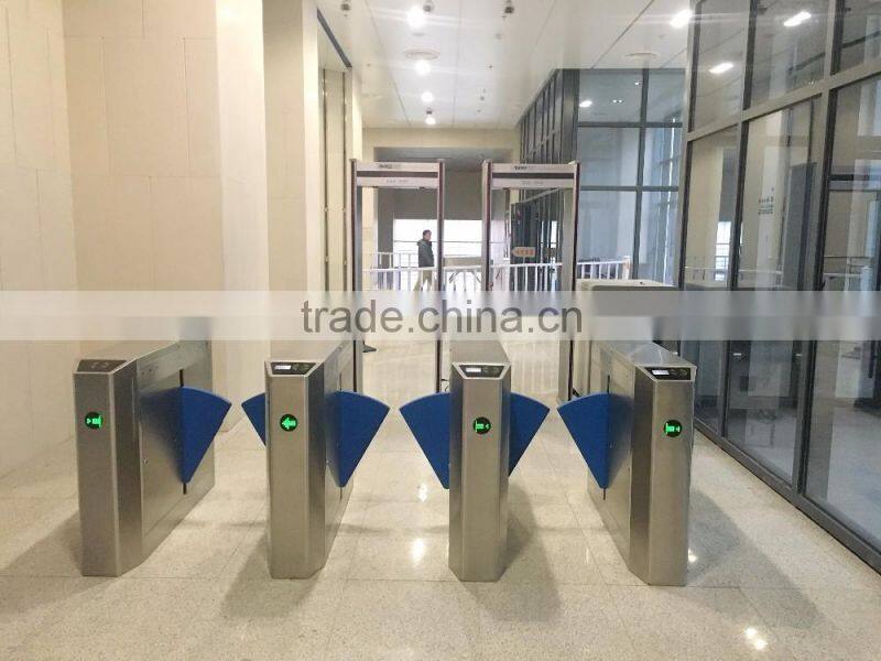 rfid card or fingerprint time attendance flap turnstile gate with access control system