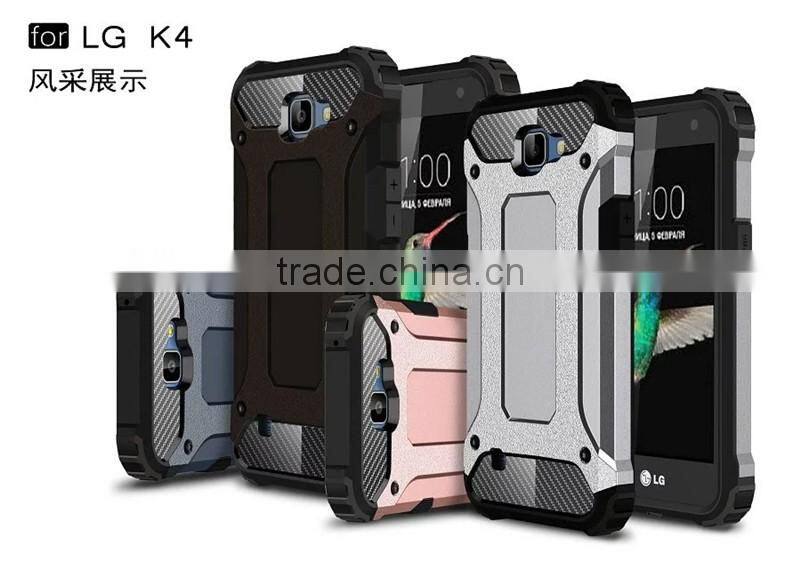 mobile phone case factory for lg k4 cover, for lg k4 plastic tpu hybrid armor combo back cover