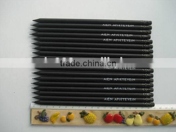 2015 promtional office supply printed black wood pencil with eraser for advertising